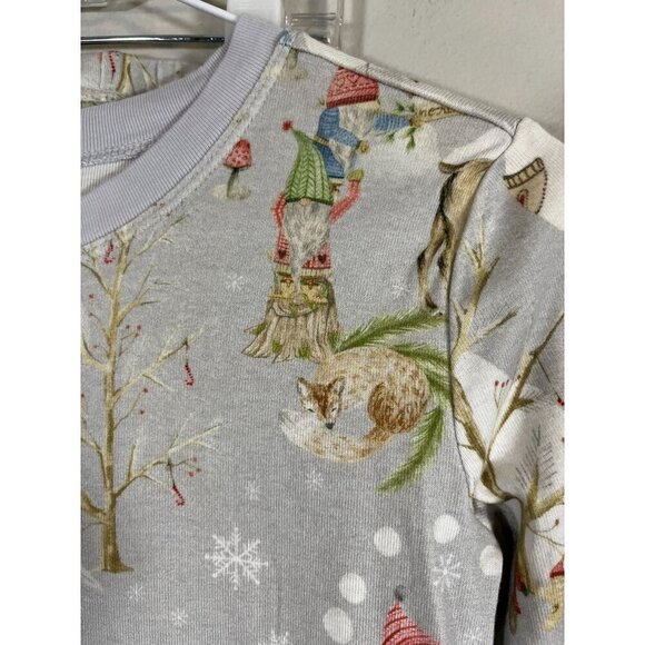 Pottery Barn Pajama Set Kid 14 Gray Crew Holiday Santa Festive School Christmas - Picture 3 of 10